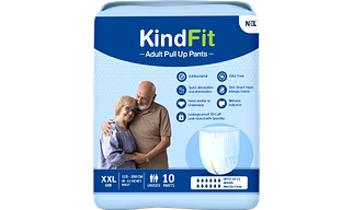 KINDFIT Adult Diaper Pants| XXL 10 Count| Waist (115-150cm|45-61 Inch)| High Absorbency| Leak Proof| Overnight Protection| Pack of 1