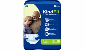 KINDFIT Adult Diaper Tape Style| XXL 10 Count| Waist (125-165cm|49-64 Inch)| Wetness Indicator| Extra Absorbent| Leak Lock & Odor Control| Super Soft & Comfortable| Pack of 1