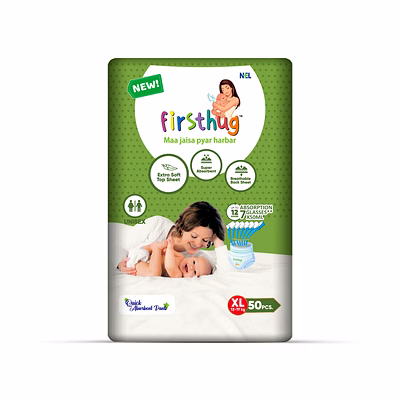 firsthug complete care baby diaper pants | extra large (xl) size - 50 pieces 12 - 17 kg | pack of 1 | double-layer protection with high absorbency for all-day comfort and dryness