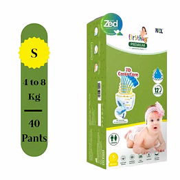 firsthug premium care baby diaper pants | small (s) size - 40 pieces 4 - 8 kg | pack of 1 | advanced leak protection | soft & comfortable |
