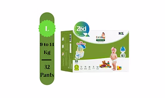 Firsthug Premium Care Baby Diaper Pants | Large (L) Size - 32 Pieces 9 - 14 Kg | Pack of 1 | Advanced Leak Protection | Soft & Comfortable |