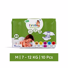 firsthug baby diaper tape style double layer leakage protection high absorb technology - m (10 pieces)