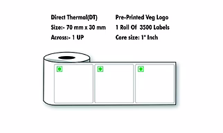 Direct Thermal Labels  – 70x30 mm – With Veg Logo