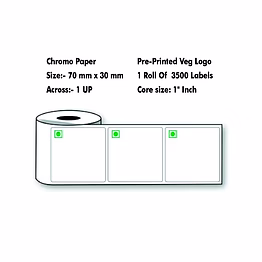 dash technologies and labels pvt ltd chromo paper labels – 70x30 mm – with veg logo
