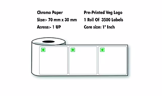 Chromo Paper Labels  – 70x30 mm – With Veg Logo