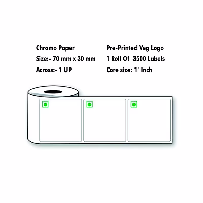 dash technologies and labels pvt ltd chromo paper labels – 70x30 mm – with veg logo