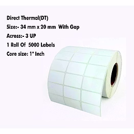 dash technologies and labels pvt ltd direct thermal labels – 34x20x3 up with gap - 5000 / roll