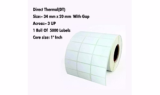 Direct Thermal Labels  – 34x20x3 up With Gap  - 5000 / Roll