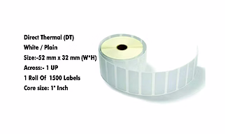 Direct Thermal Labels  – 52X32 MM - 1500 / Roll