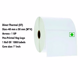 dash technologies and labels pvt ltd direct thermal labels – 40x50 mm – veg logo pre-printed labels - 1000 / roll