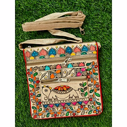 fine cross bag with authentic madhubani painting for women, casual, travel, beach and party, tredy stylish handmade stylish cross bag handicraft mini bag