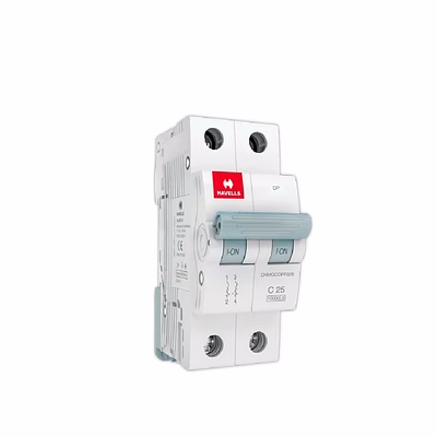 double pole havells dhmgcdpf025 25a mcb dp
