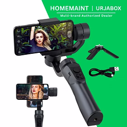 urjabox 3-axis gimbal stabilizer for iphone & android, magnetic ai tracking, tripod, extension rod