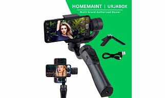 Urjabox 3-Axis Gimbal Stabilizer for iPhone & Android, Magnetic AI Tracking, Tripod, Extension Rod