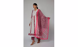 The Navra Shifly Cotton Anarkali kurta ,Pant ,Duptta set