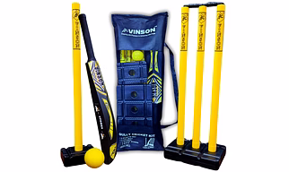 Vinson Stokes Edition Tweenager (8-12 yrs) Plastic Cricket Kit with a Double Blade Bat (450 gm) & a 750 gm Stumps Set with a Single Bowling Wicket for Both Sides, PVC Windball & a Storage Carry Bag.