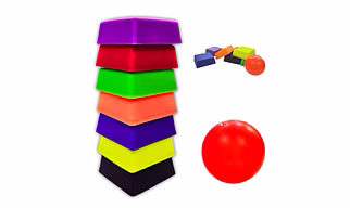 VINSON Pitthu Lagori Game | Seven Colorful Plastic Blocks with 1 Plastic Ball | Traditional Indian Sitoliya or Lingorcha | Classical & Nostalgic Fun Activity Games for Kids & Family | Light-Weight