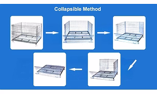 Wiremesh Cage Container – Foldable, Stackable, Zinc-Coated, Heavy-Duty Industrial Storage Solution for Warehouses and Factories