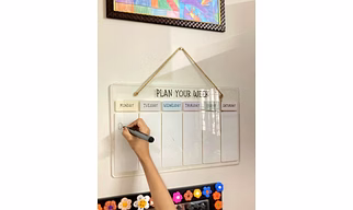 Marjane Kids Planner – Plan Your Week with Ease!, 16 x 10 inches, pastel-colored, 5mm Acrylic planner board, Write and erase effortlessly, make continues planning.