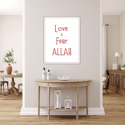 MARJANE Islamic Sticker-Based on MDF|for Study Table, Fridge, Cupboard, Door, Mirror, Circle shape|Sticker|Fridge Magnet–Love and Fear Allah(Black, 4x3inch, rectangular shape)available in 3 colors.-12765047