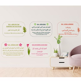 "marjane islamic vinyl stickers – combo of 5 duas (set of 5), 3.5 x 2.5 inches, a perfect reminder for children. this combo pack of 5 beautifully designed islamic dua stickers "