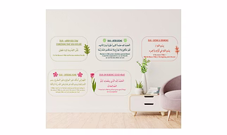 "Marjane Islamic Vinyl Stickers – Combo of 5 Duas (Set of 5), 3.5 x 2.5 inches, A perfect reminder for children. This combo pack of 5 beautifully designed Islamic dua stickers "