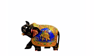 Multicolor Hand Painted Wooden Elephant, For Home Decor