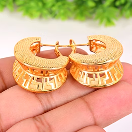 brass designer hoop earring for women, 22k gold plated earring for women, gifts jewelry