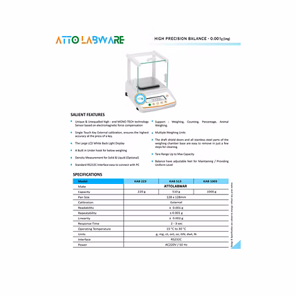 High Precision Balance – 0.001g (1mg) 220g-1