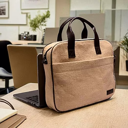 eco-friendly canvas laptop bag with leather handles – office & travel ready