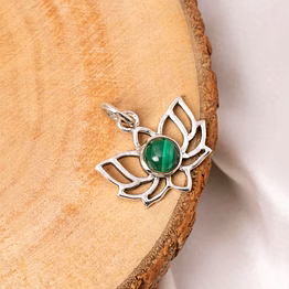 silver malachite pendent