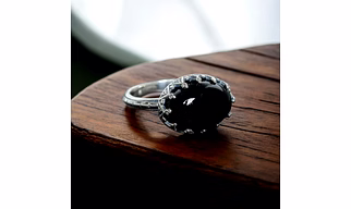 Unique Black Onyx Gemstone Ring, 925 Sterling Silver