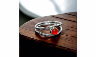 Carnelian Gemstone Ring, 925 Sterling