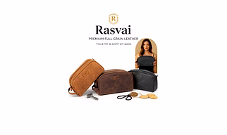 Rasvai Premium Full Grain Leather Toiletry Bag for Men & Women | Luxury Dopp Kit Travel Organizer | Water-Resistant Genuine Leather Shaving & Grooming Bag | Brown / Dark Brown / Black