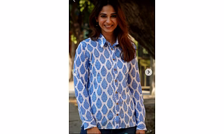 Cotton ladies printed shirt