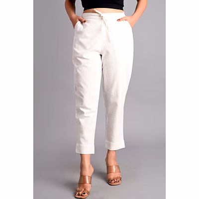 cotton ladies plain dye trousers