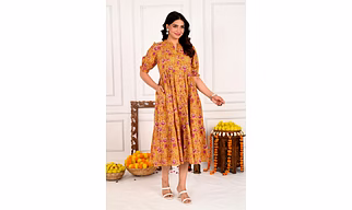 Cotton ladies printed maxi dress