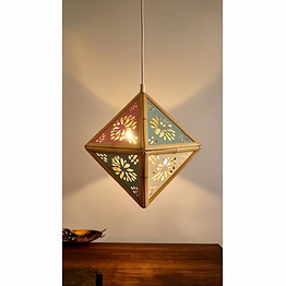 “naira flame” – pyramid cage bamboo hanging light