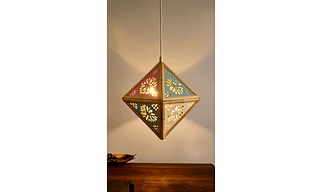 “Naira Flame” – Pyramid Cage Bamboo Hanging Light