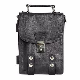 leather mulipurpose travel sling bag-black