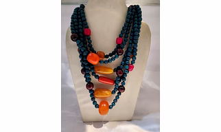 WOOD &RESIN BEADS NECKLACE NK 13965A