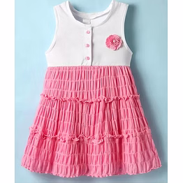 girls pink and white sleeveless dress with flower