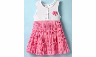 Girls pink and white sleeveless dress with flower