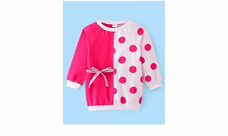 Colour blocked dress in french terry with love bow tie up