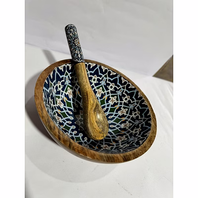 wooden enamel bowl