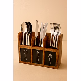 wooden cutlery organiser