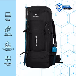 trawoc alpine 55l travel backpack front & top loading hiking trekking bag