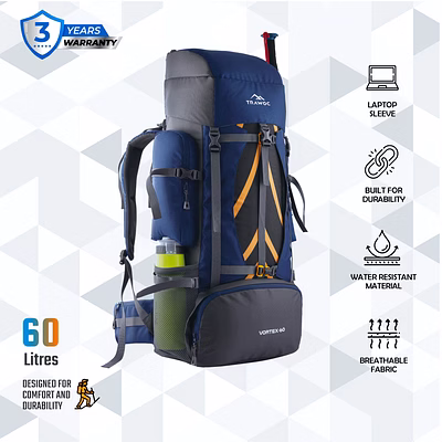 trawoc vortex 60l travel backpack hiking trekking bag for men & women