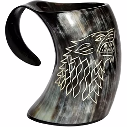 carved viking drinking horn mug