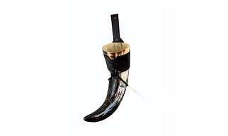 Viking Drinking Horn with Leather Holsters